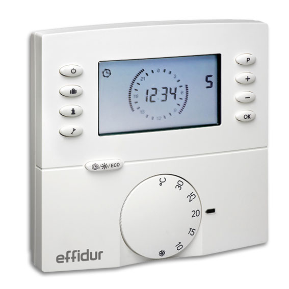 RAUMTHERMOSTAT AUFPUTZ<br />
mit Uhr